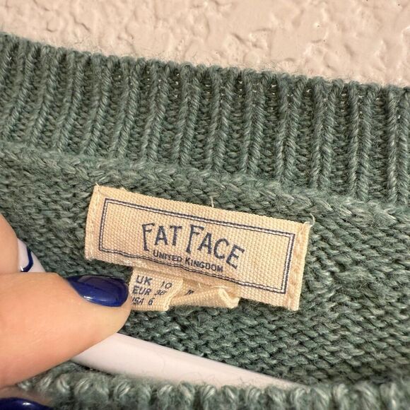 Fat Face Sweater Emmy Curved Hem Jumper - Green Size 6 - Picture 3 of 3